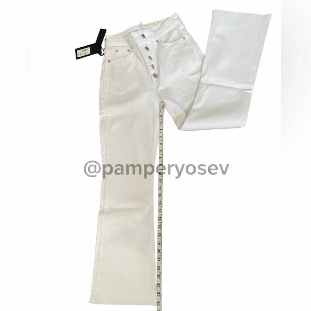 rag & bone Casey Exposed Button High Waist Ankle Flare Jeans (Optic White) - Picture 4 of 13